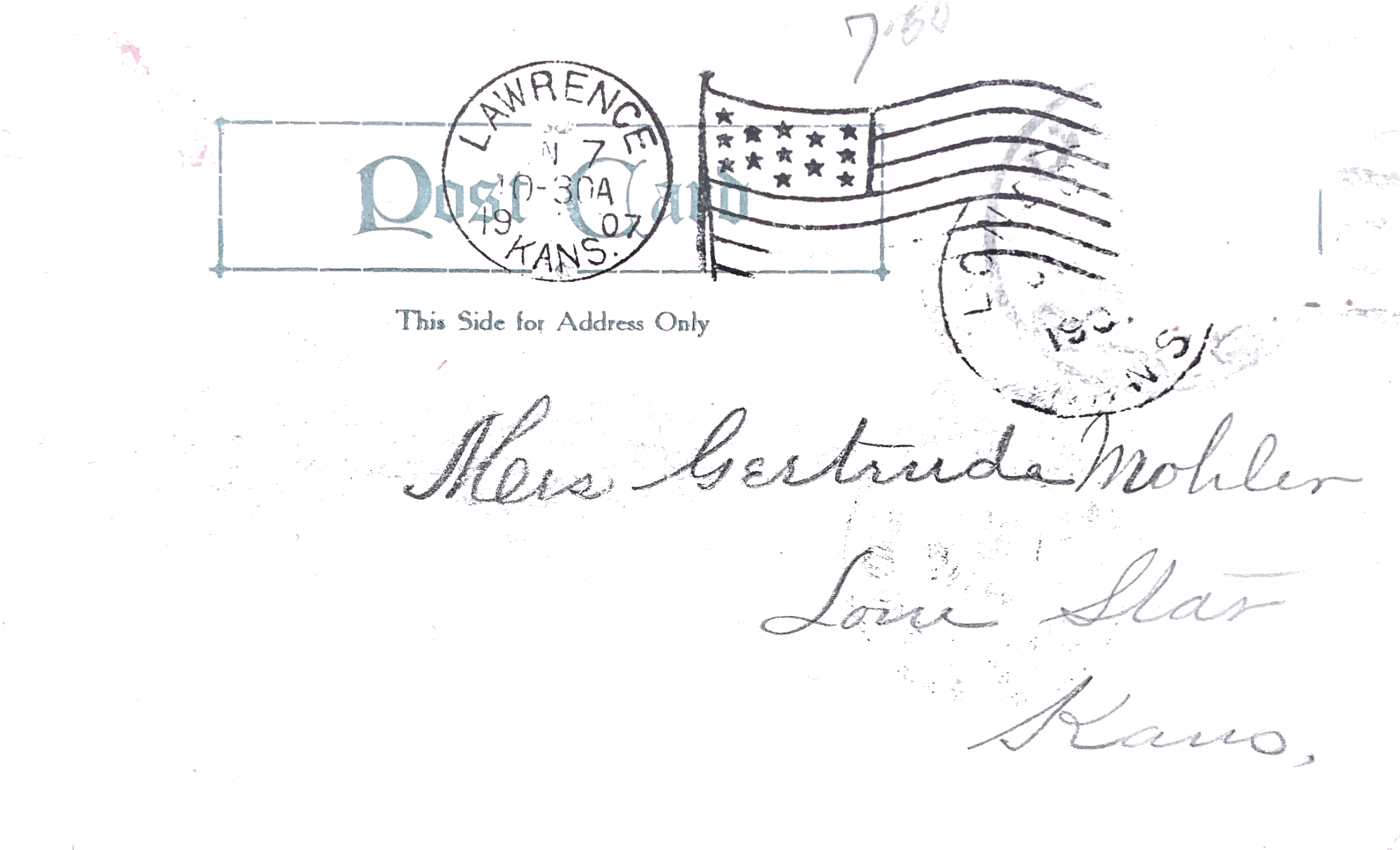 Postcard with Lawrence Stamp
